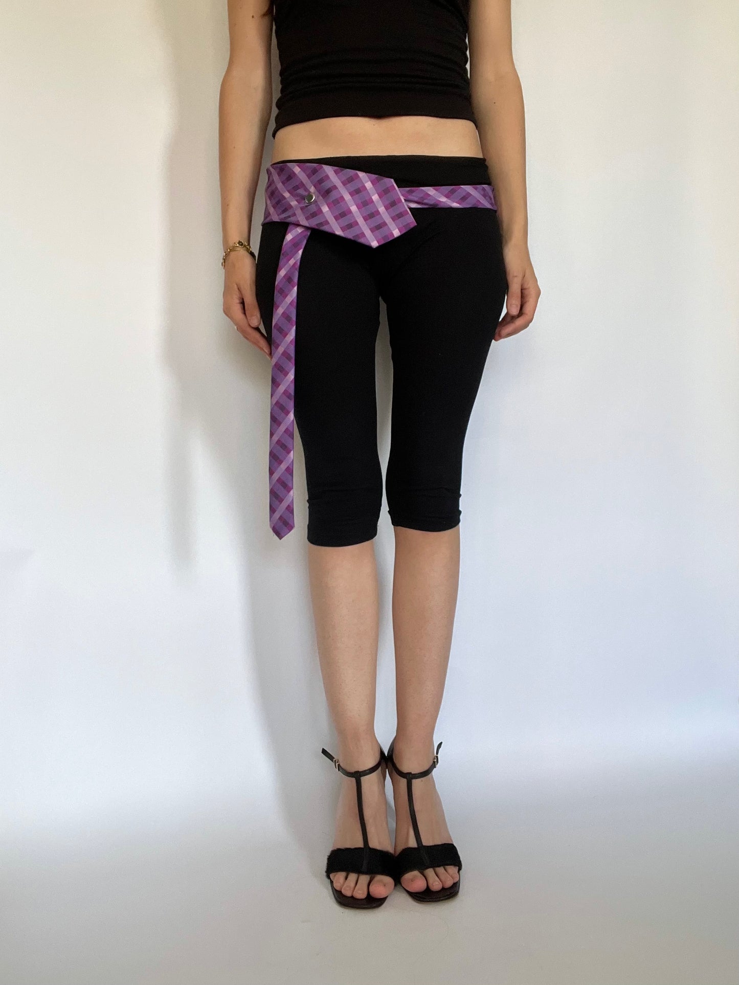 32 inch tie belt: purple check