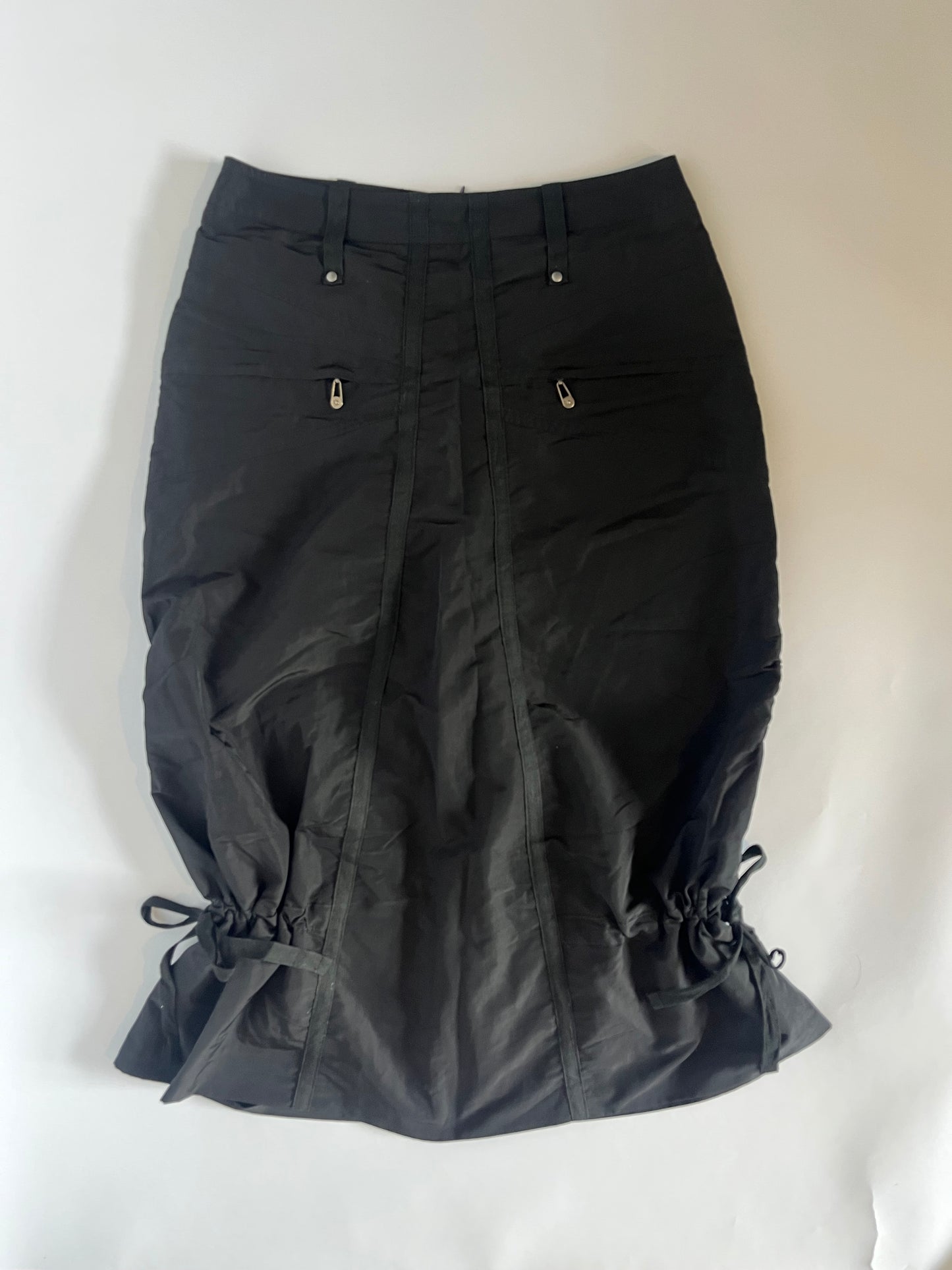 Black 90’s cargo rouched maxi skirt