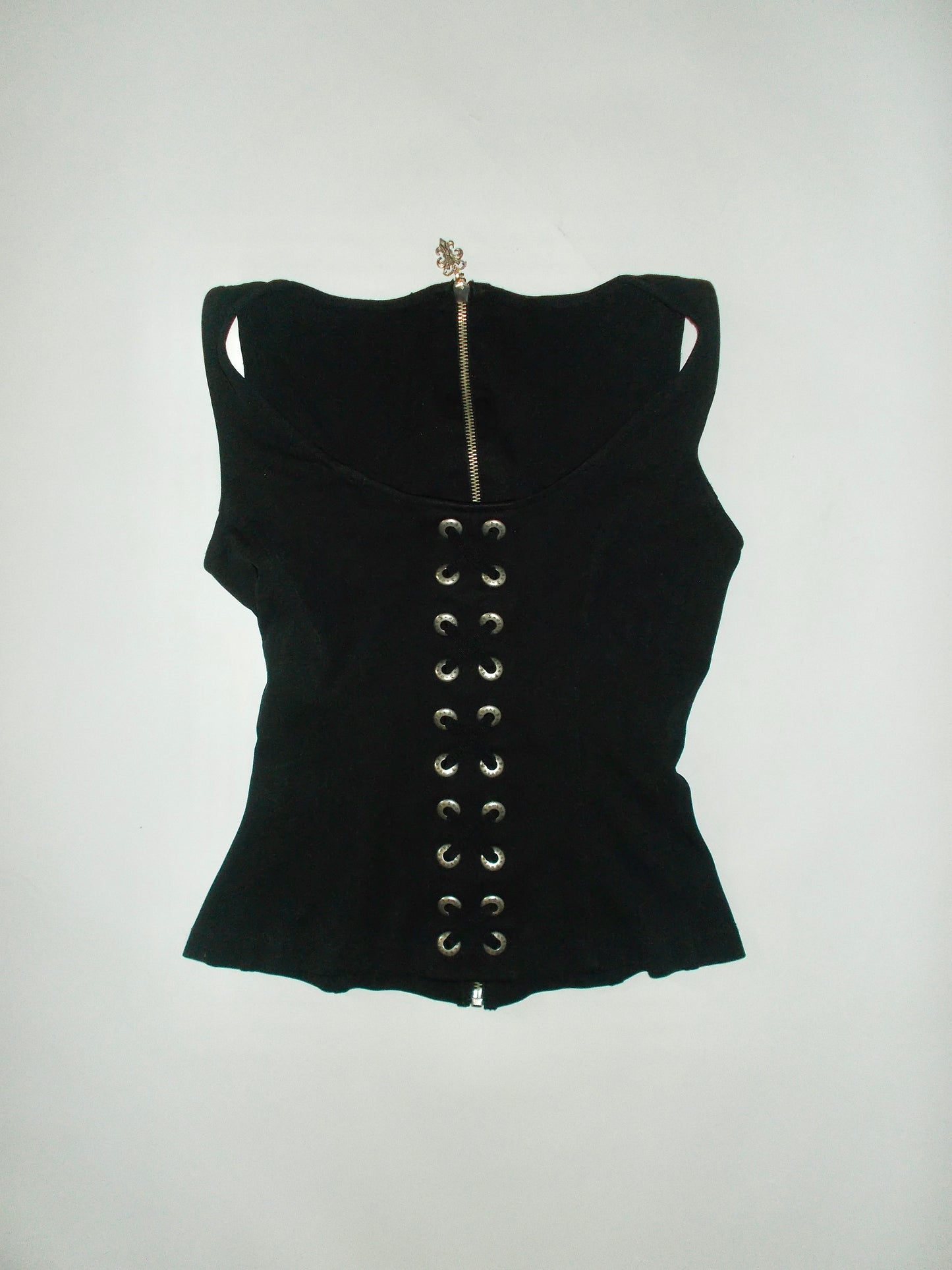 90’s black gothic lace up corset
