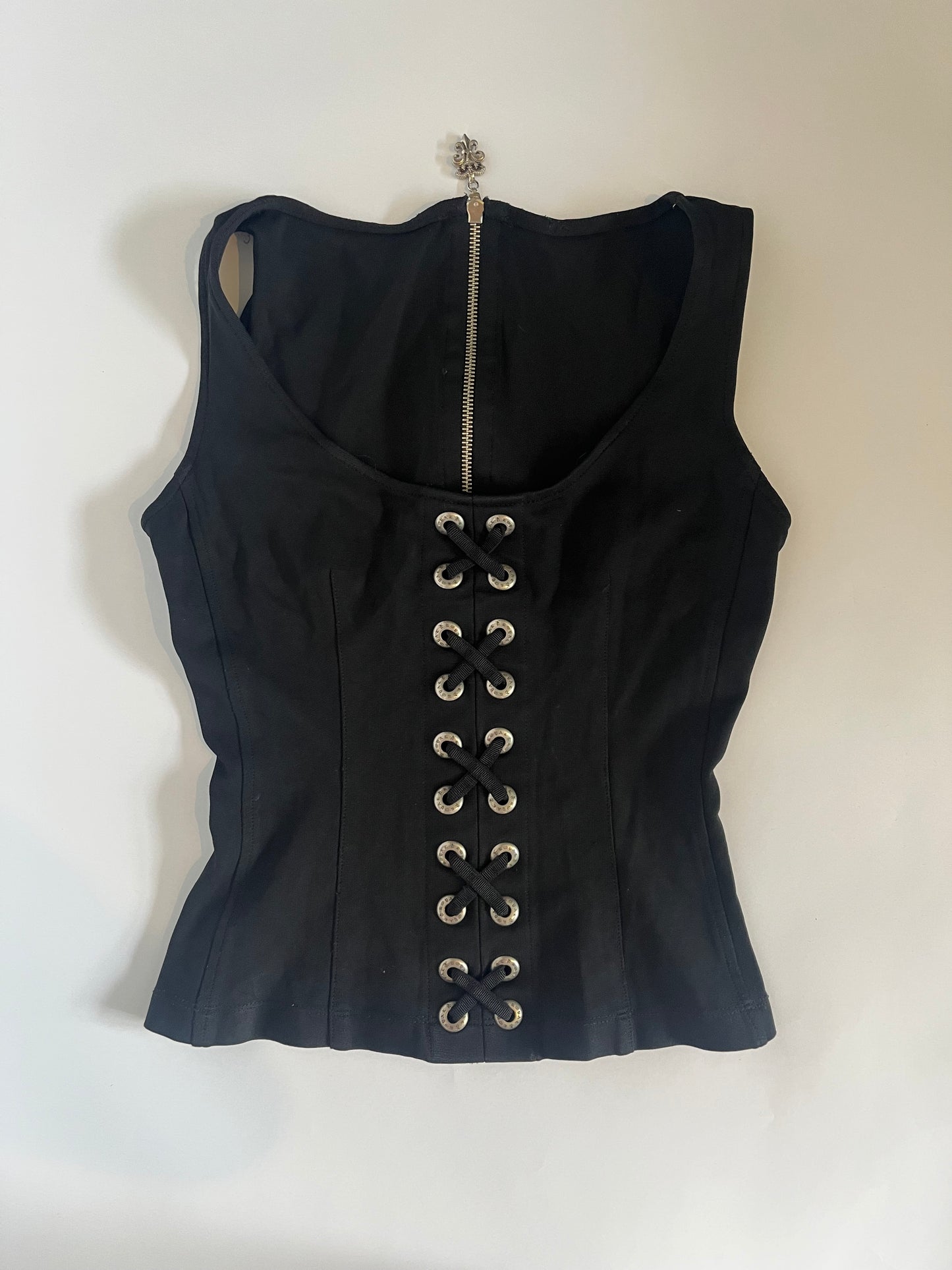 90’s black gothic lace up corset