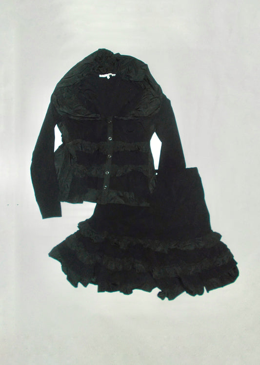 90’s shell ruffle skirt & blazer set