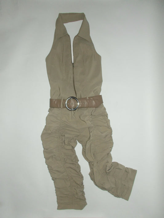 Rouched capri jumpsuit