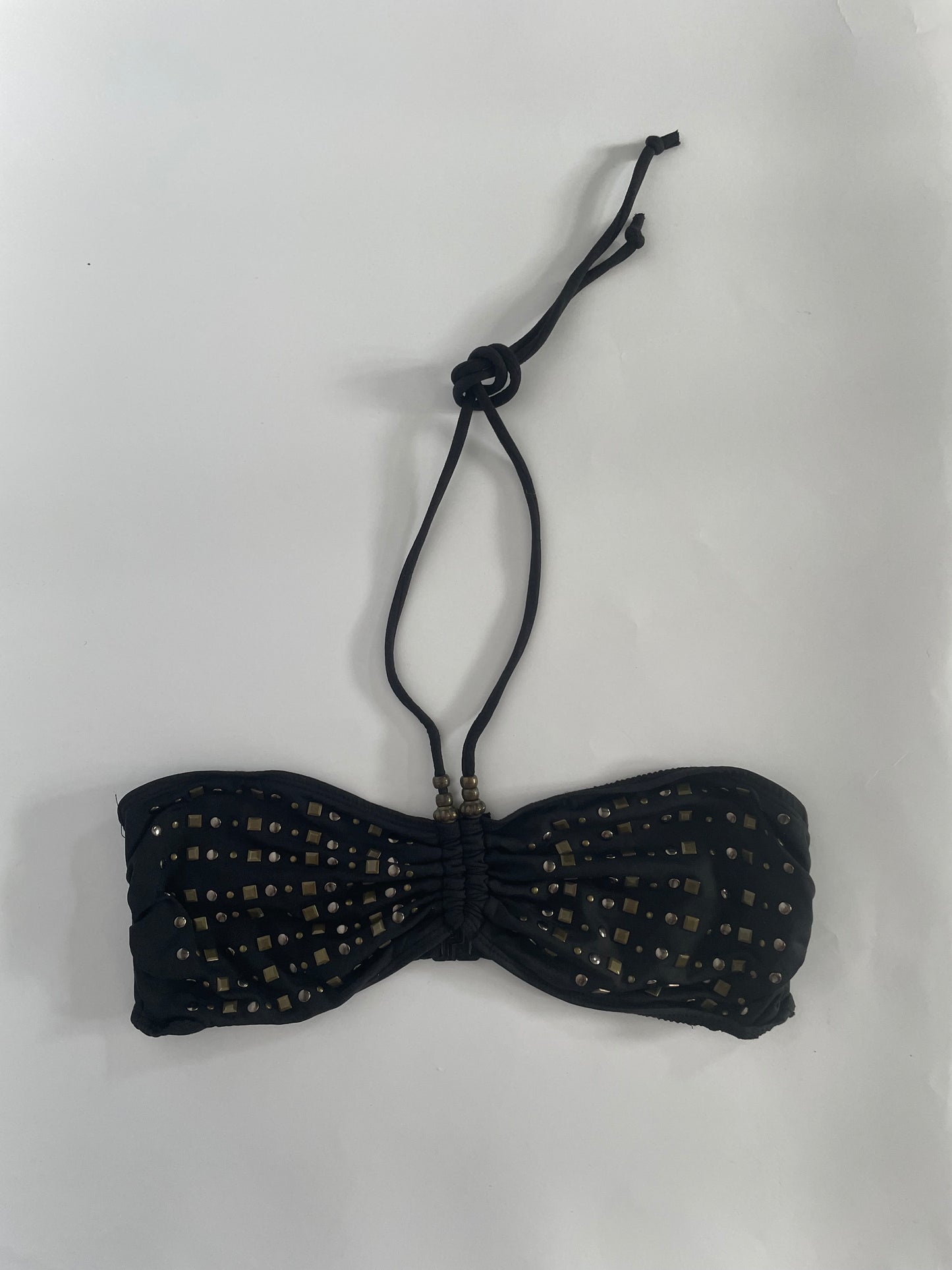 Black studded halter neck bikini top