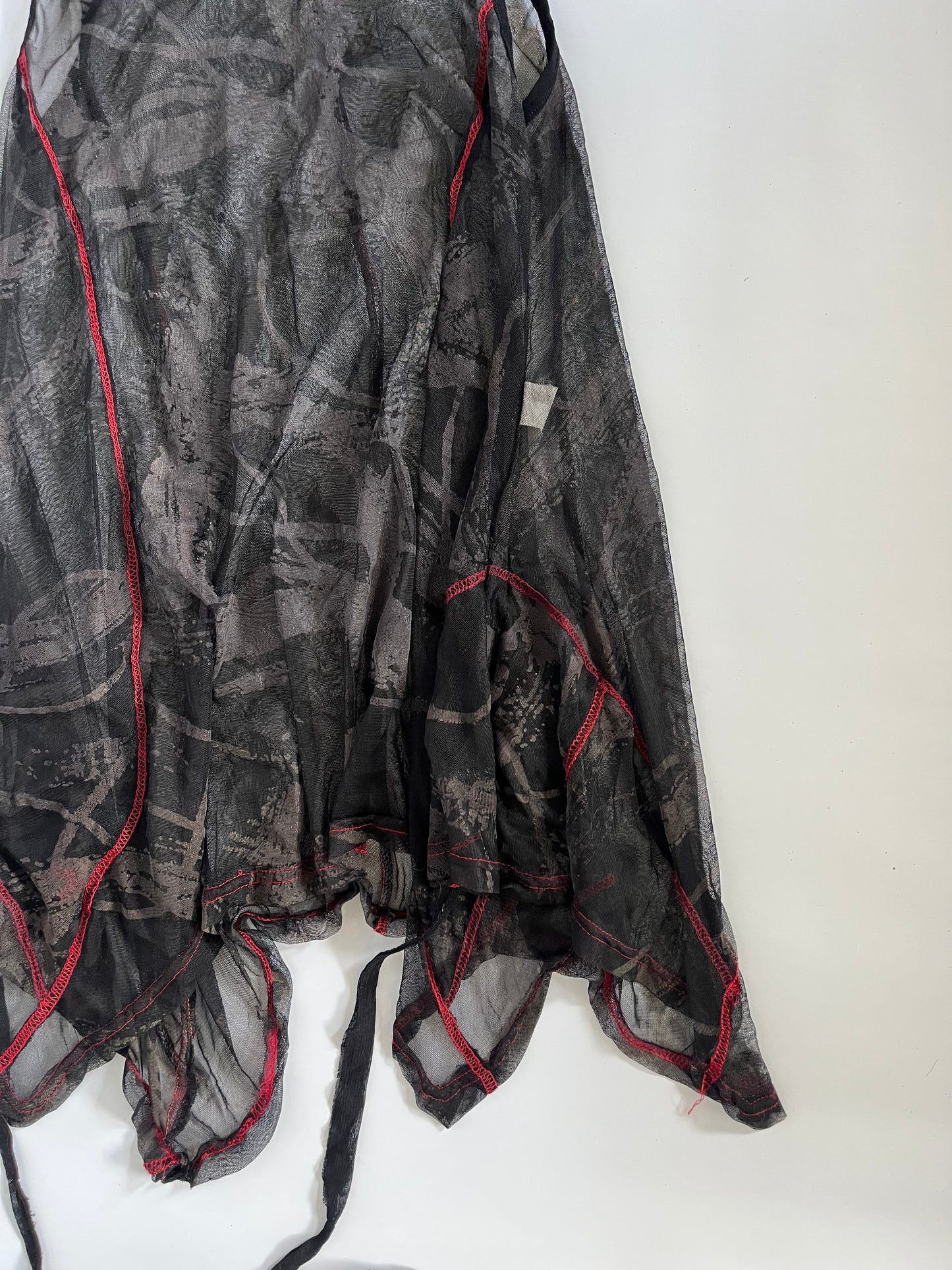 Subversive black and red mesh tiered mini dress