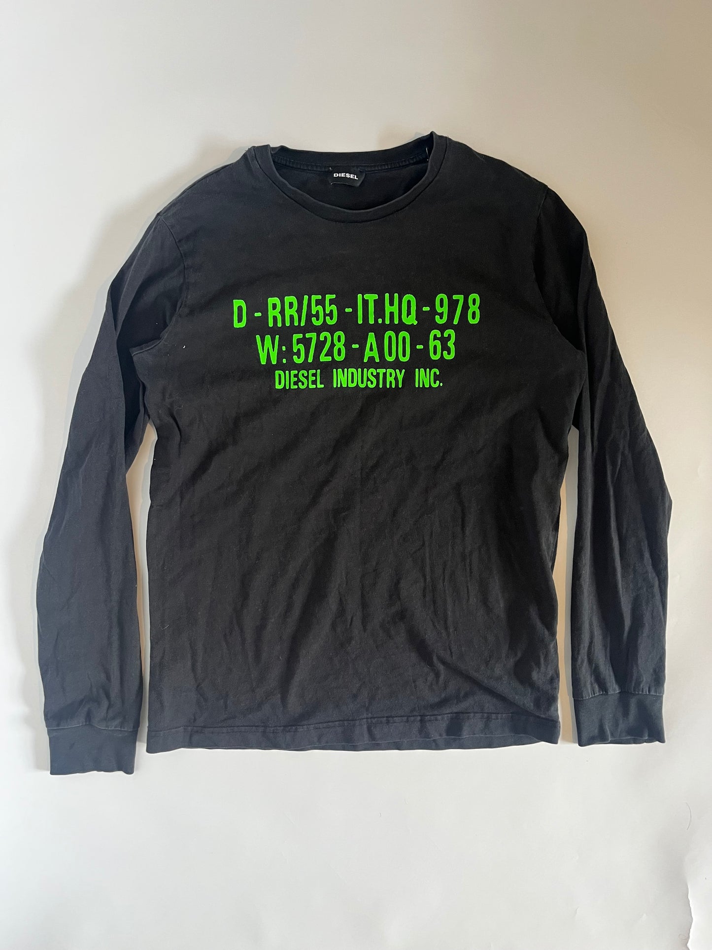Diesel black long sleeve slogan top
