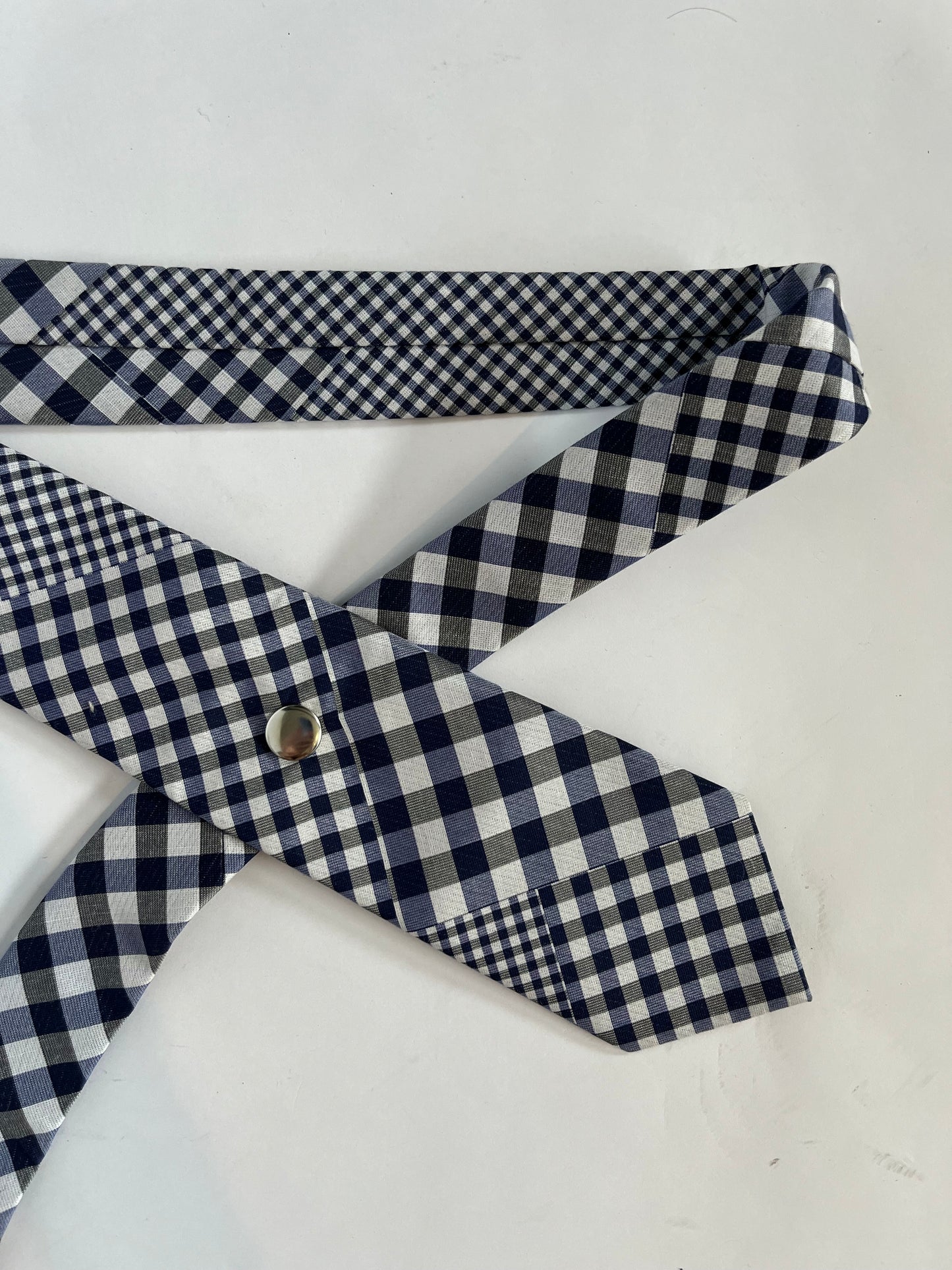 31 inch tie belt: navy gingham