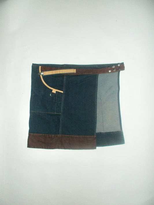 Denim utility belt skirt