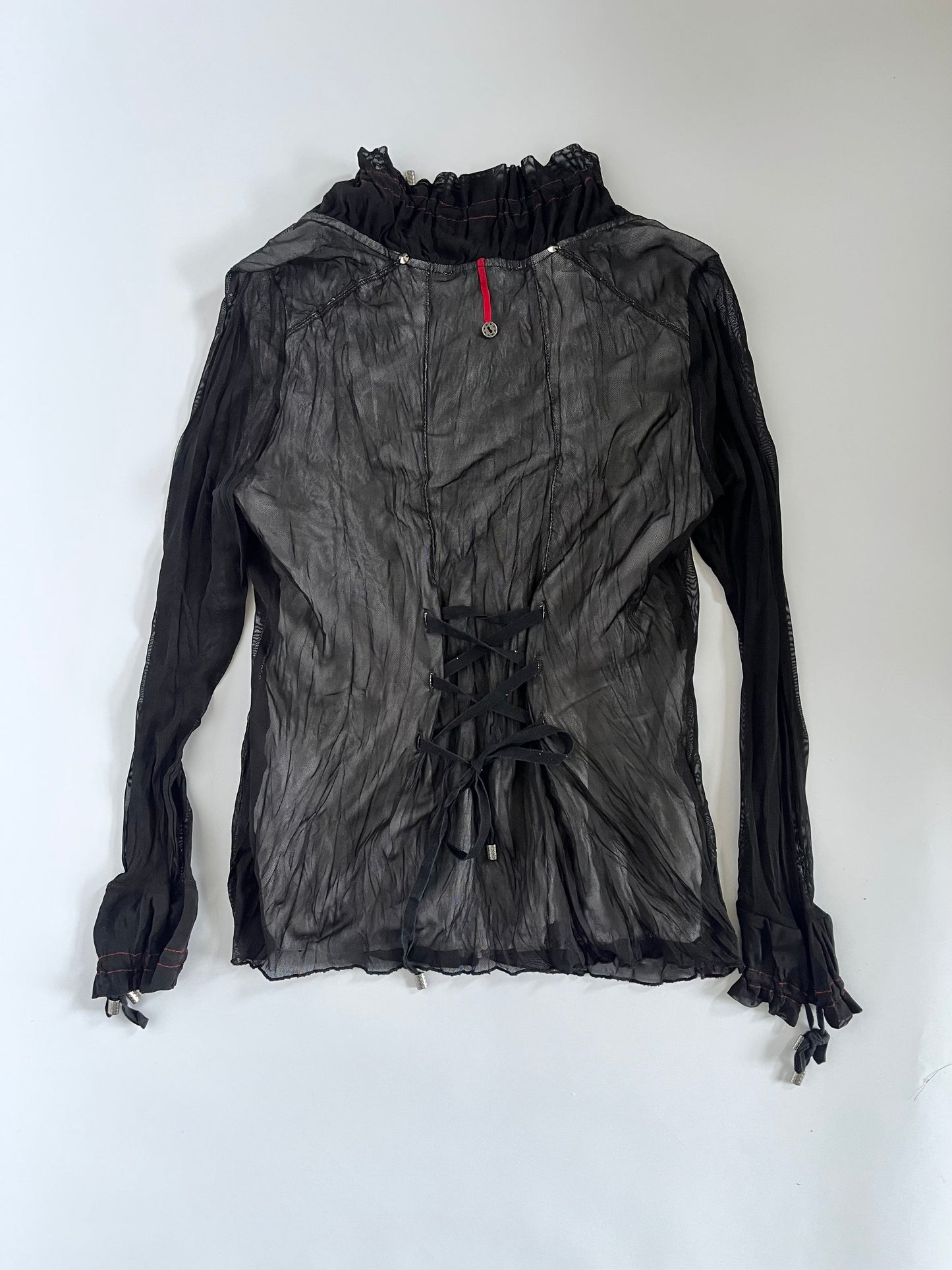 Mesh lace up cardigan