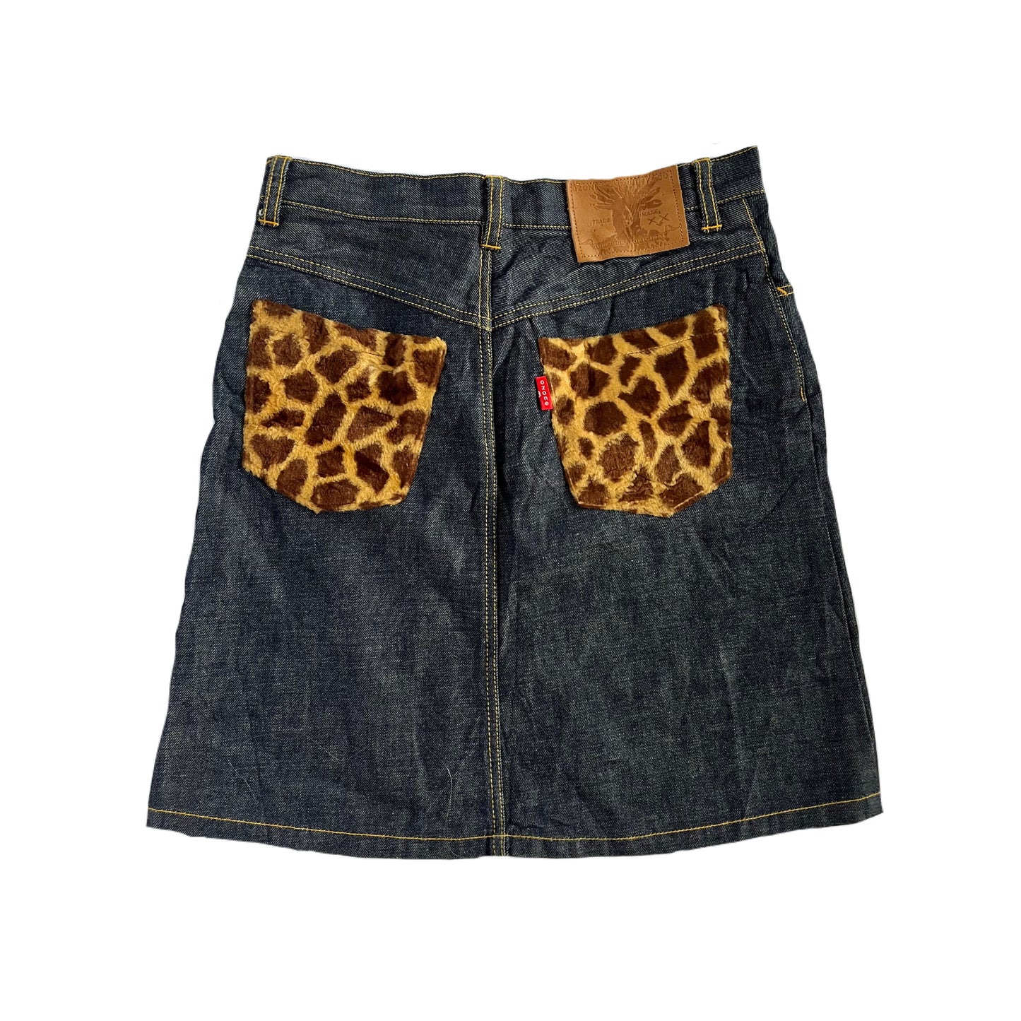 Japanese giraffe knee length denim skirt