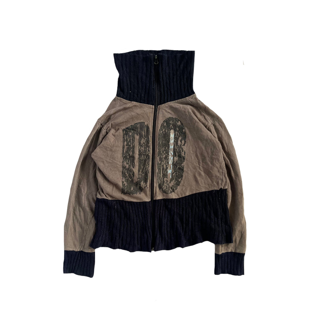 Grey & navy knit zip up jumper