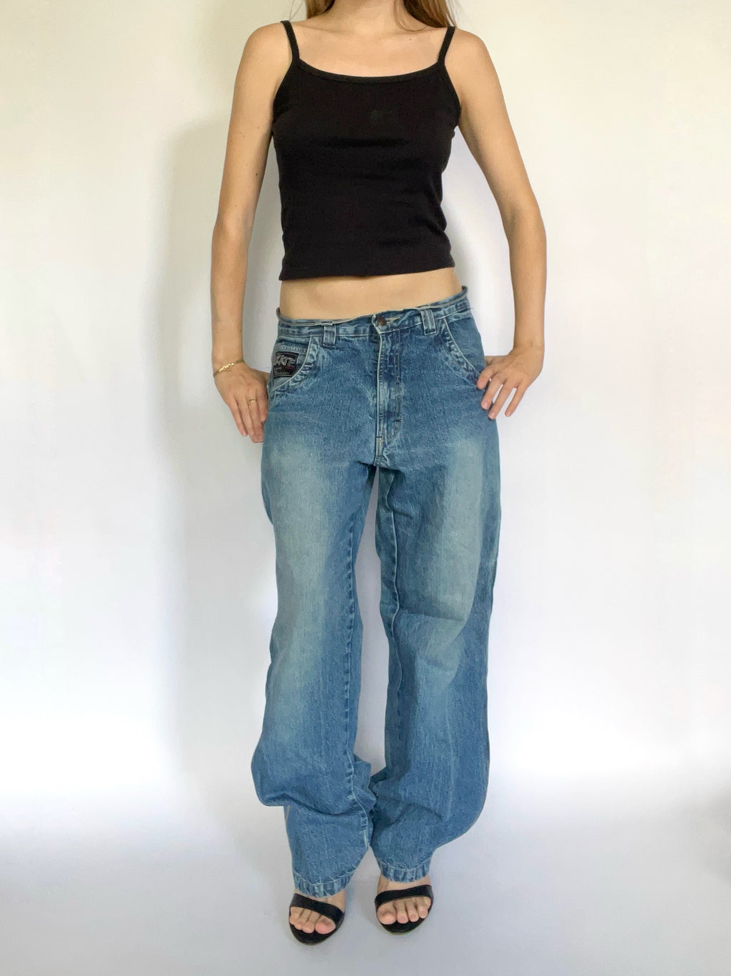 Skate embroidered straight leg jeans