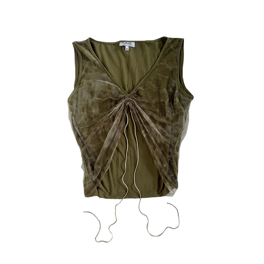 Subversive khaki mesh tie tank top