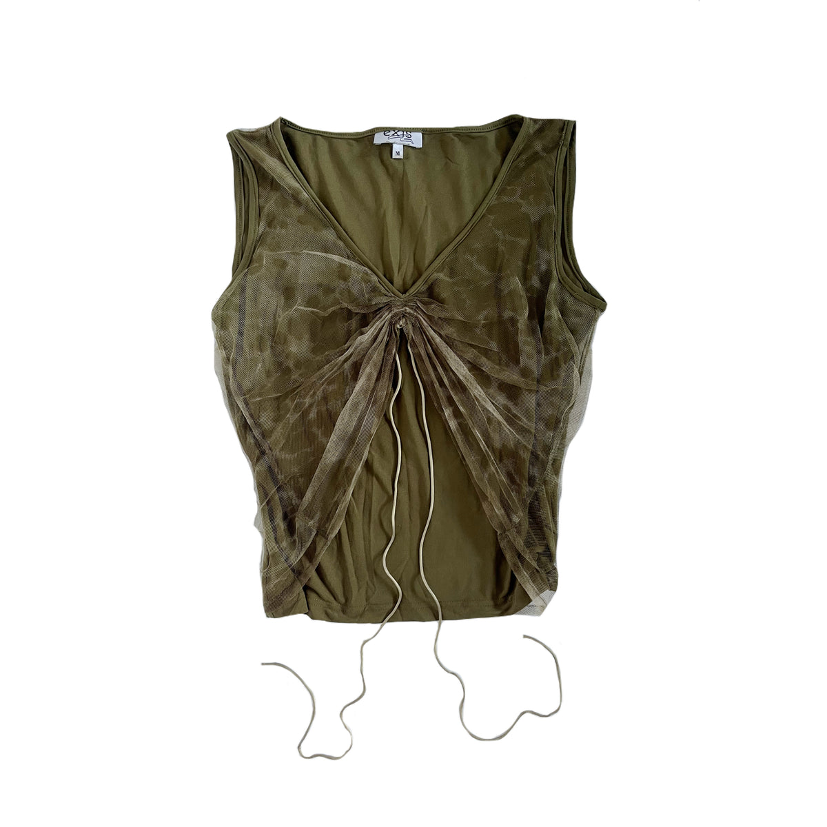 Subversive khaki mesh tie tank top