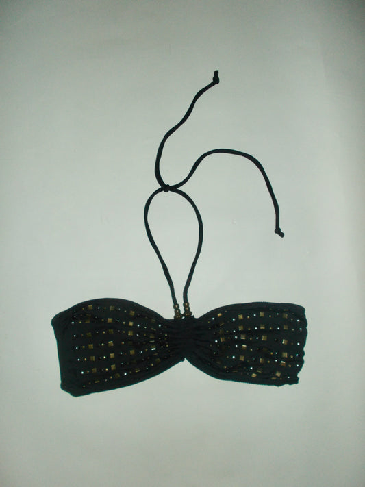 Black studded halter neck bikini top