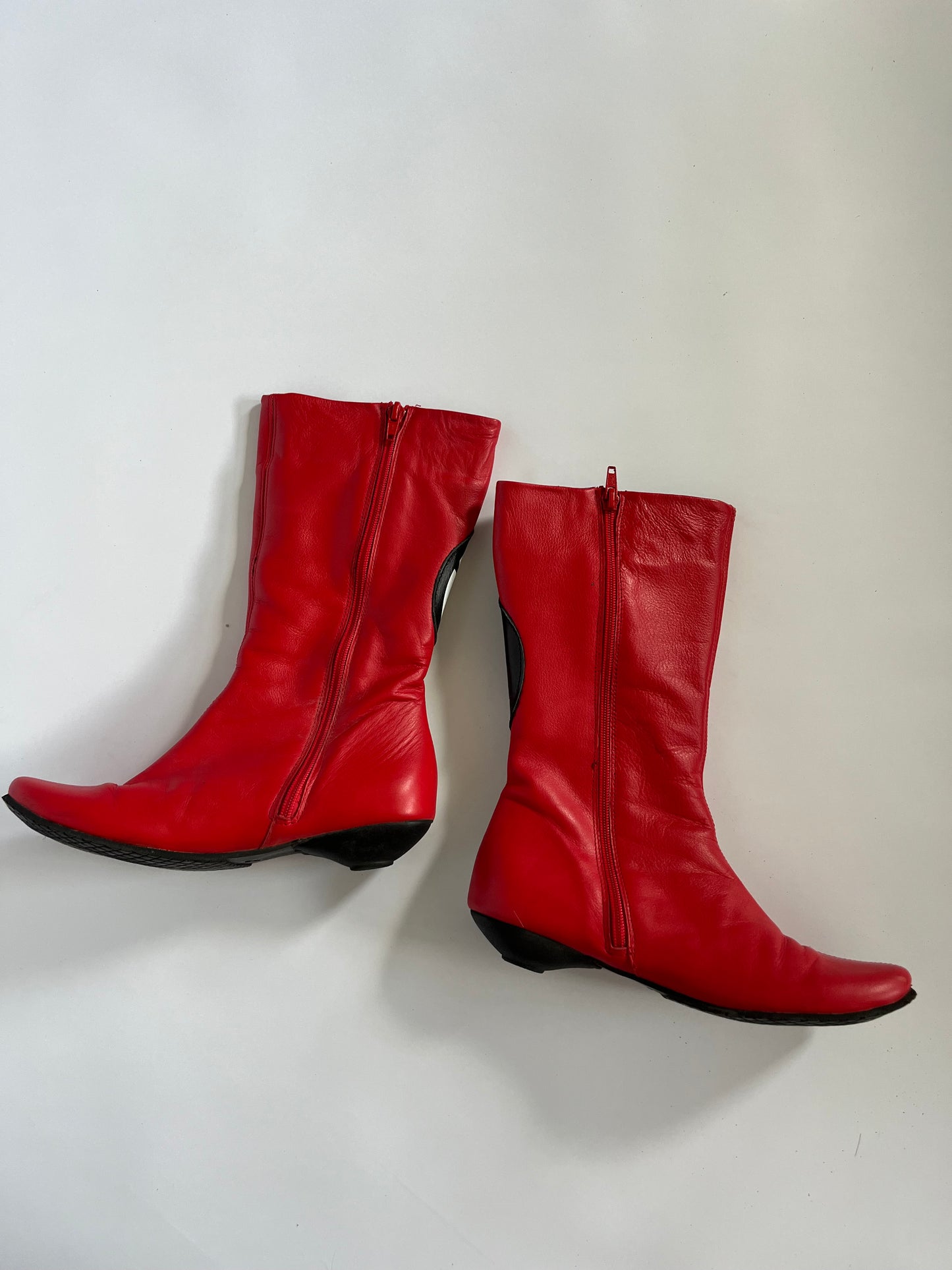 Red graphic leather boots