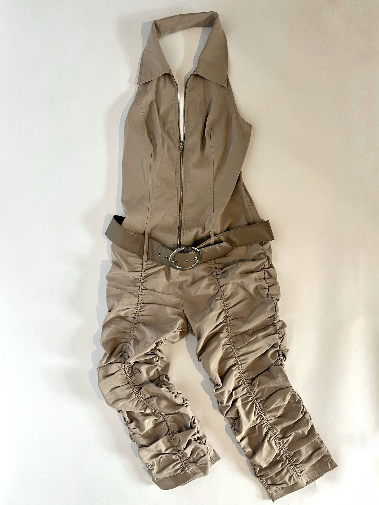 Rouched capri jumpsuit