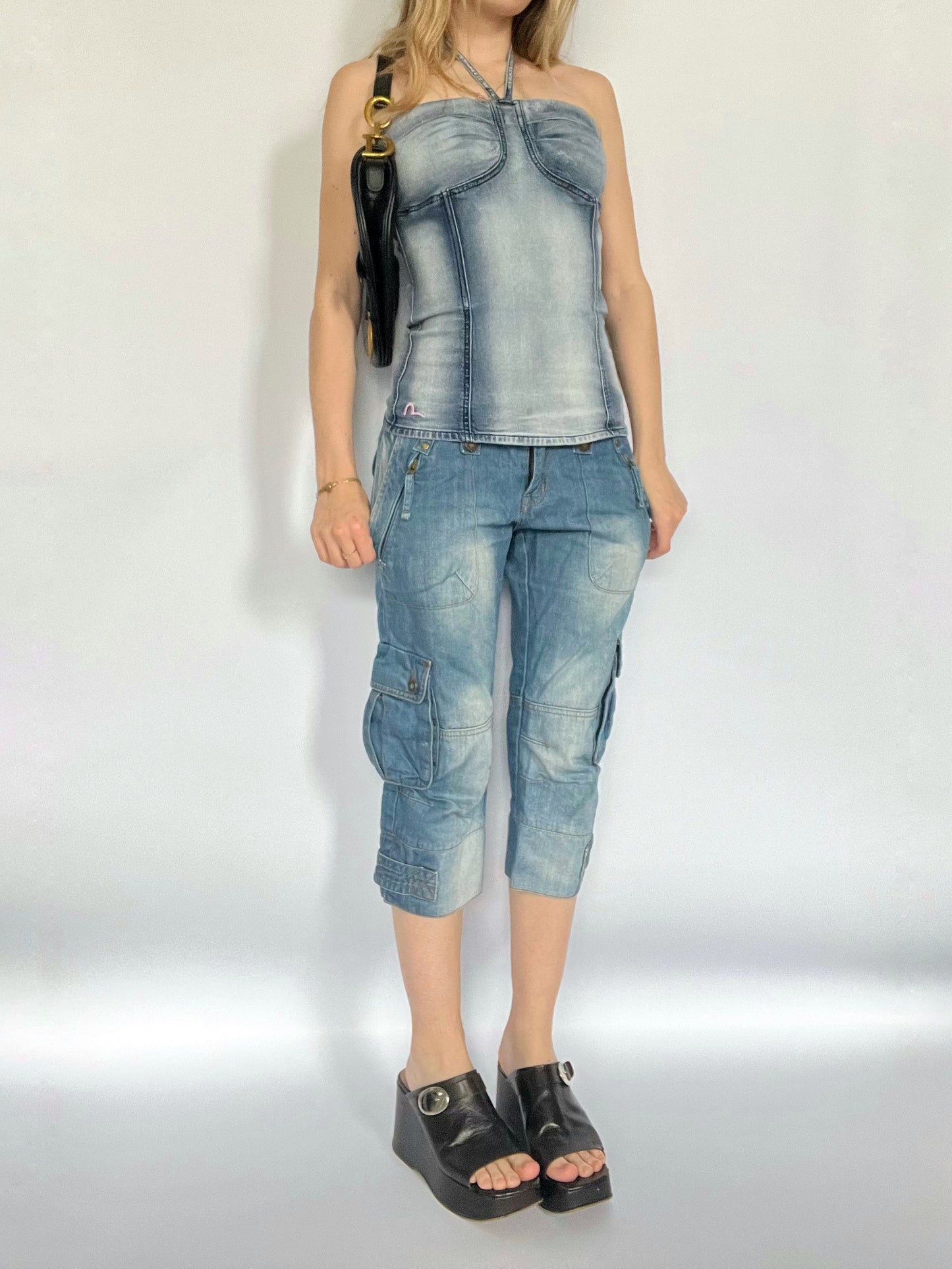 Rare 1990’s evisu denim halter neck