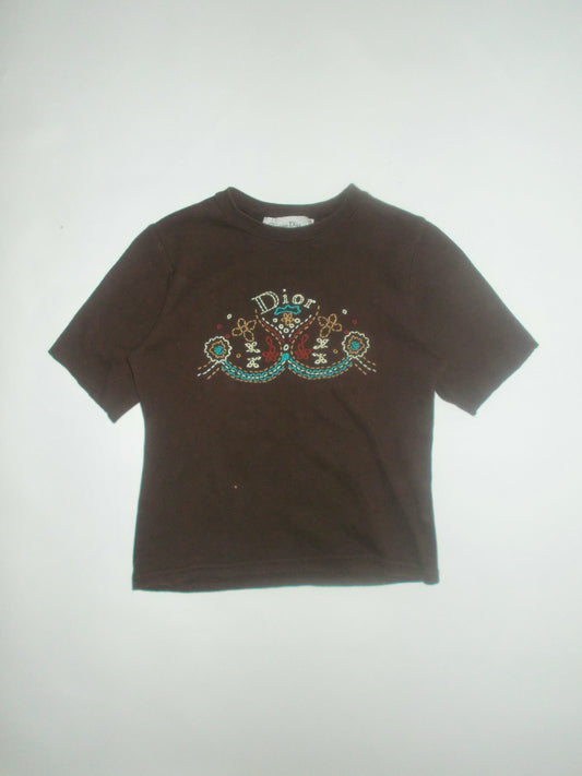 Brown dior boho baby tee