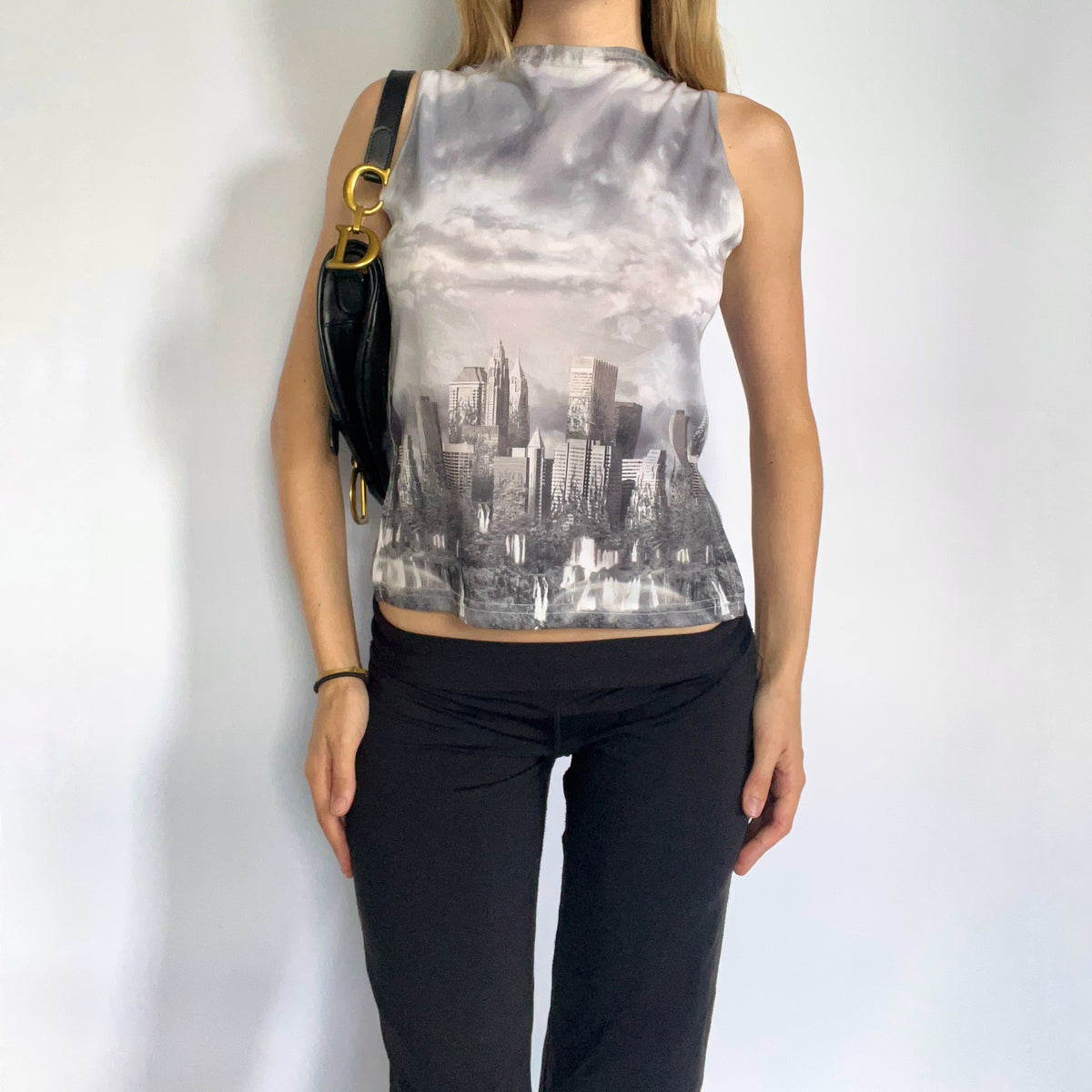 City print graphic tank top