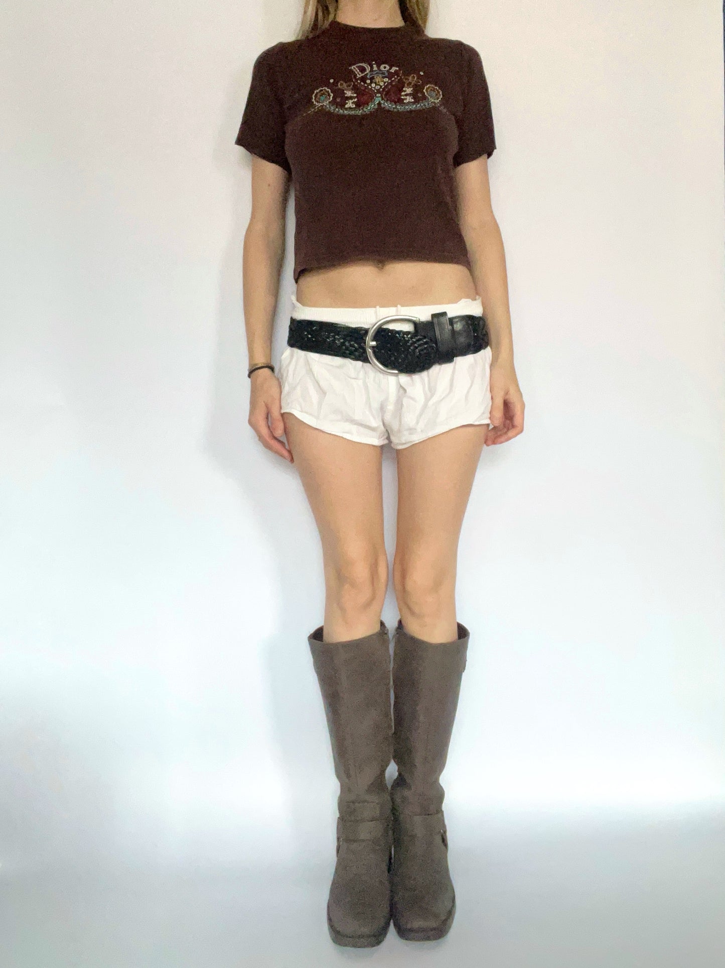 Brown dior boho baby tee