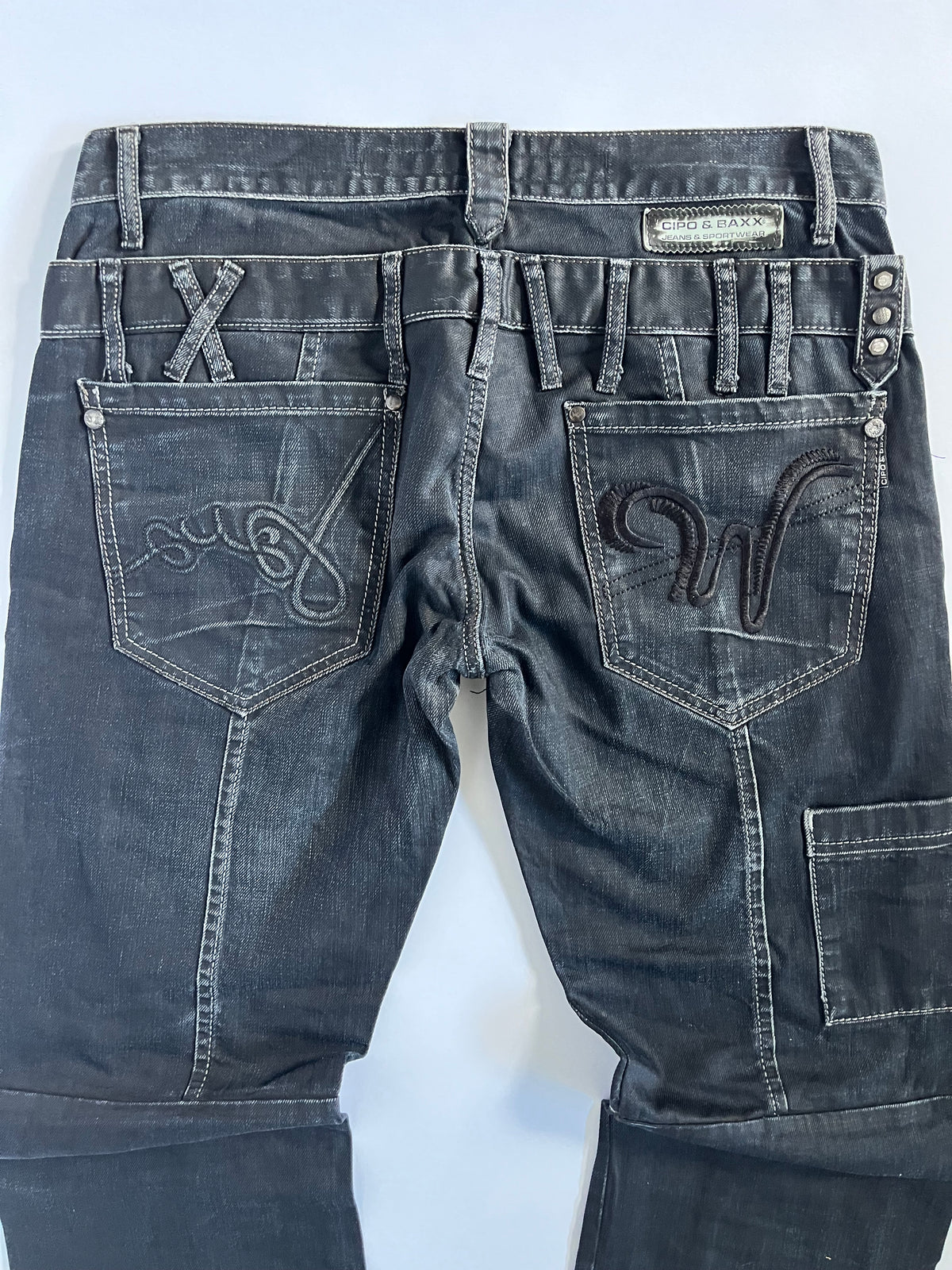 Black Japanese subversive straight leg jeans
