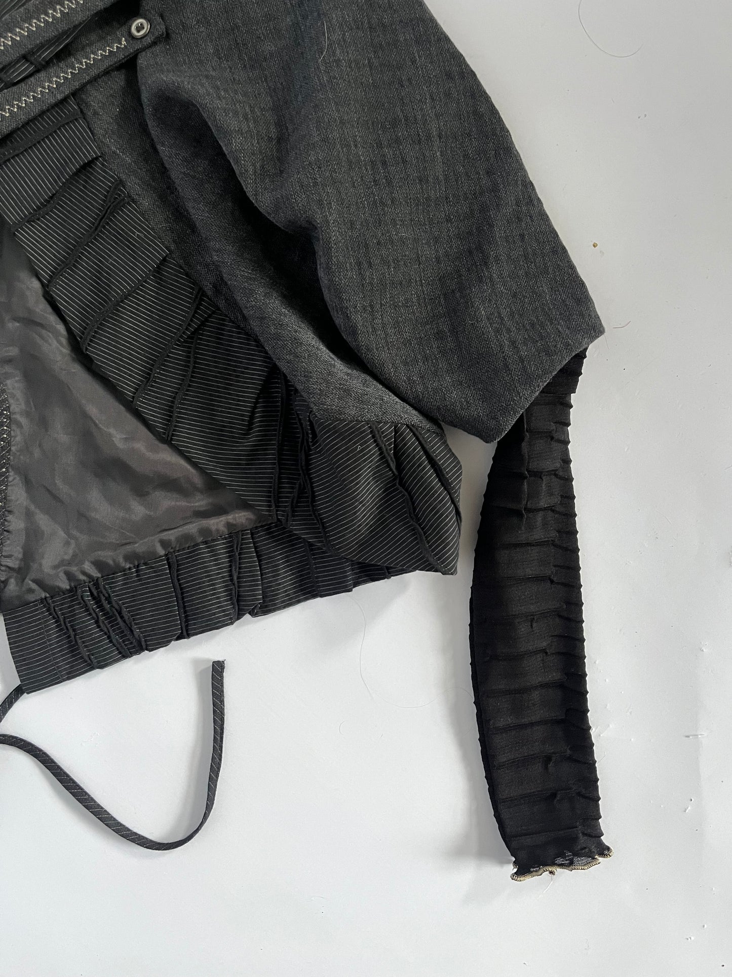 Grey cropped subversive asymmetric  jacket