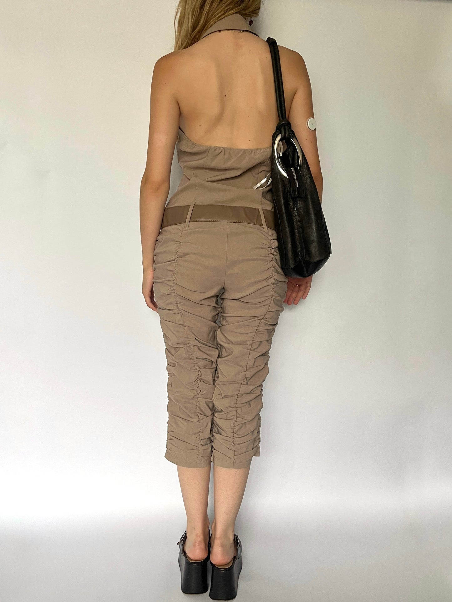Rouched capri jumpsuit