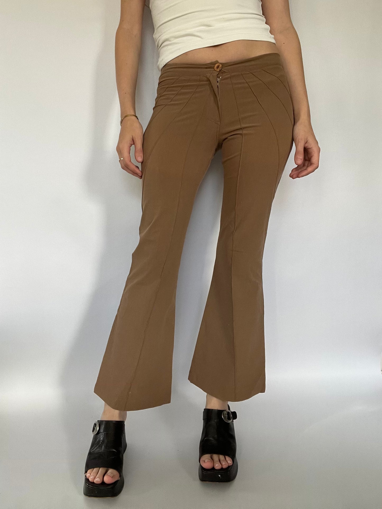 Brown boho flared trousers