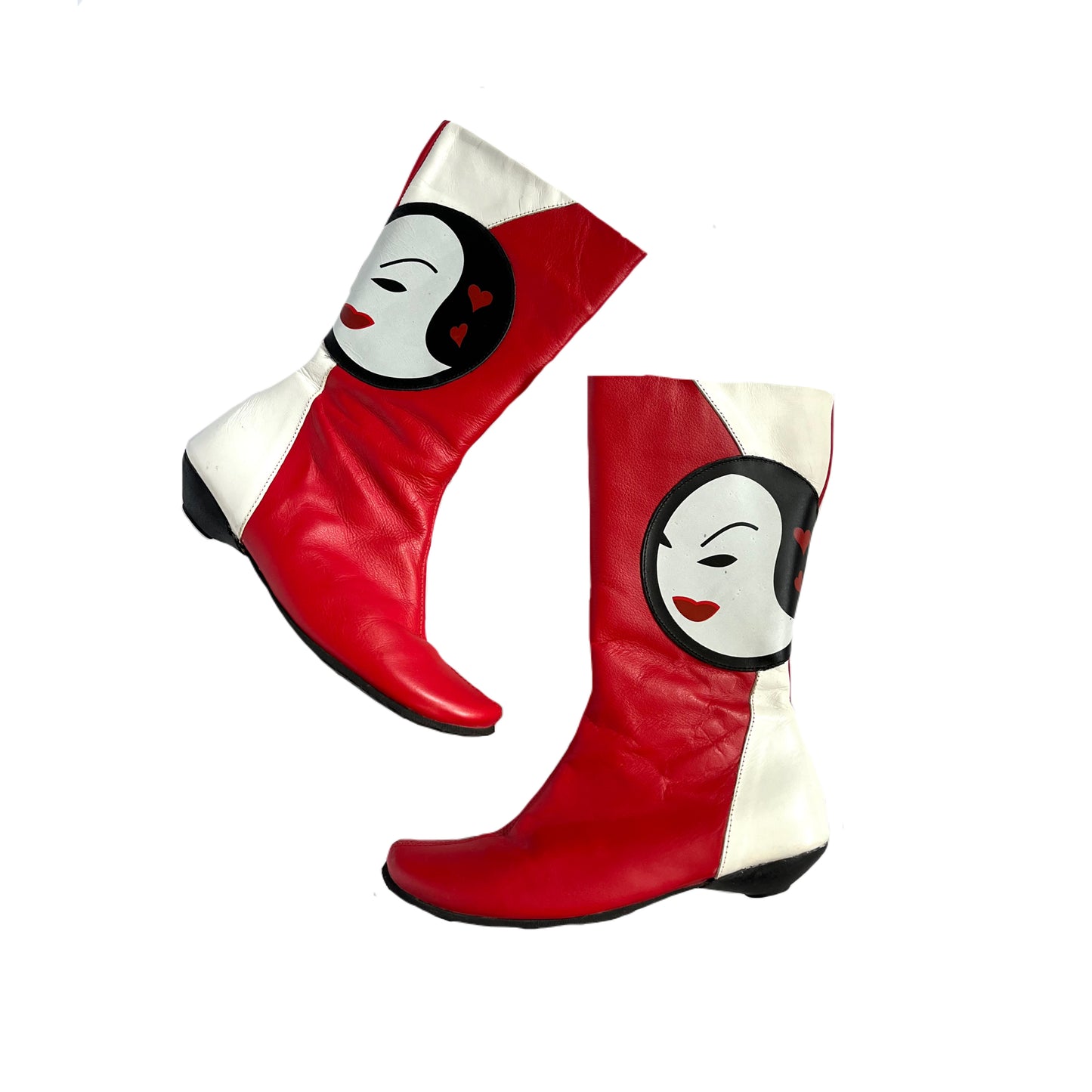 Red graphic leather boots