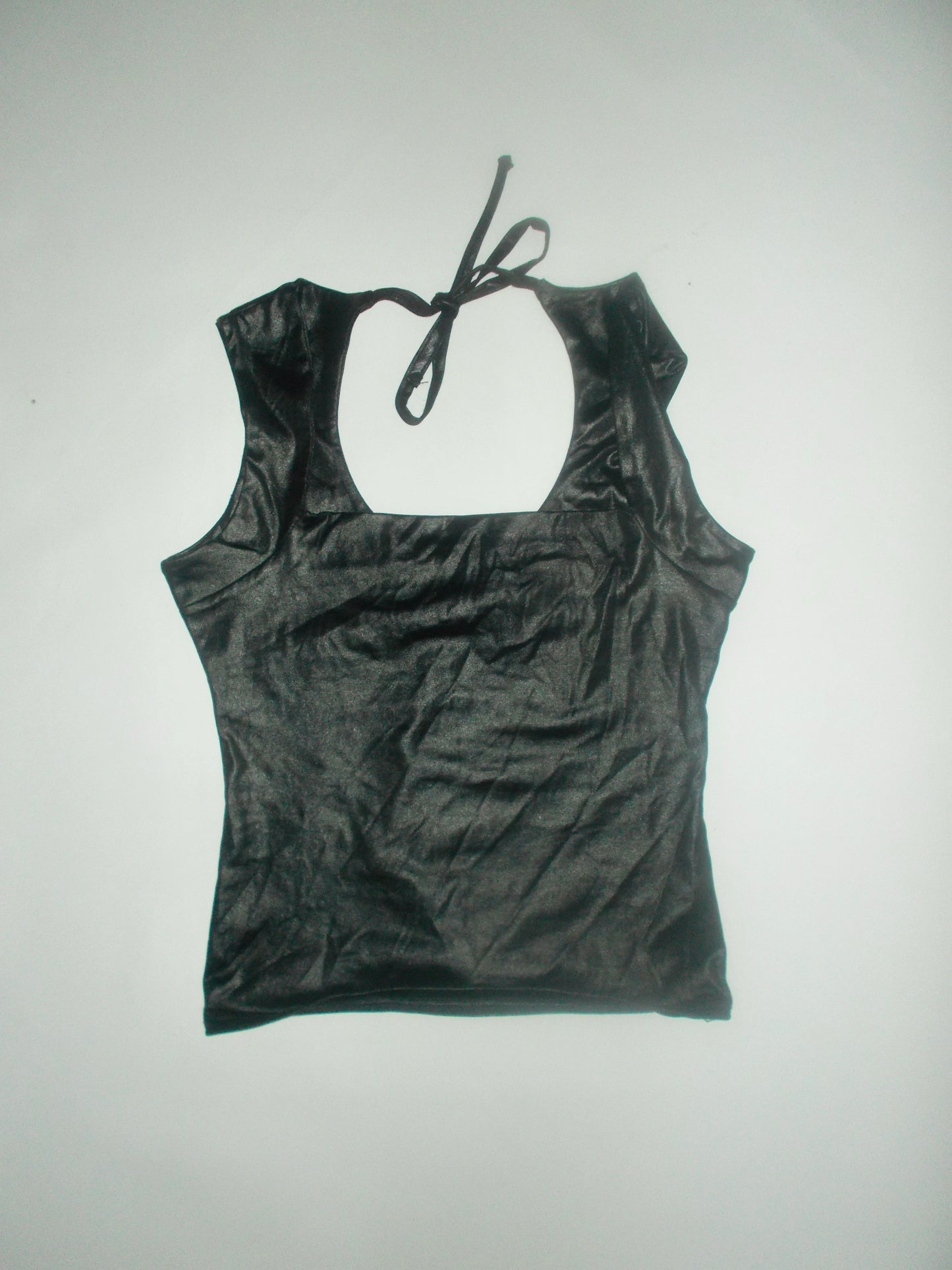 Black shiny cut out tank top
