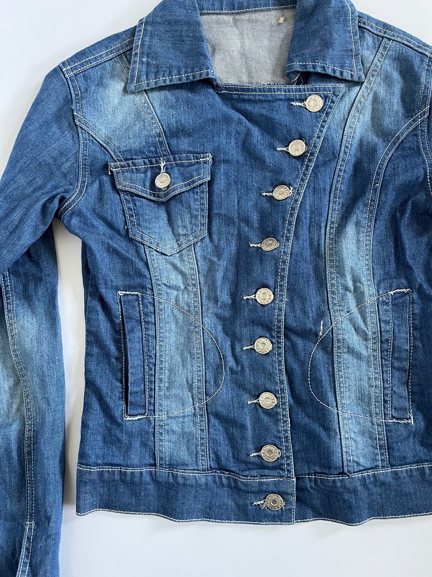 Asymmetric button up denim jacket