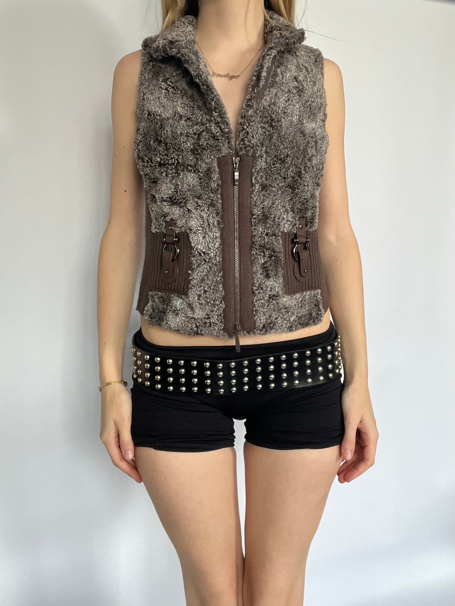 Faux fur zip up gilet