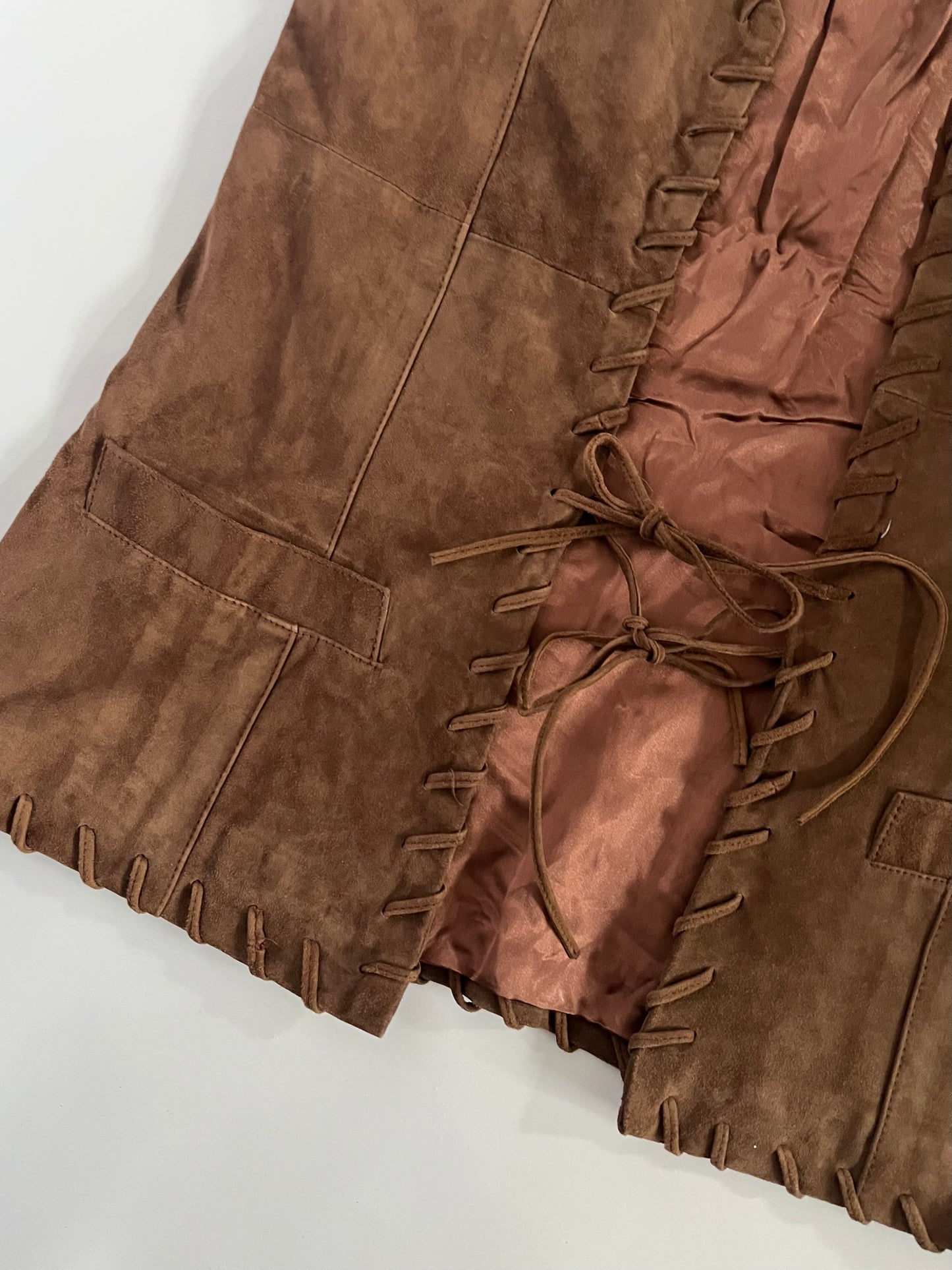 Brown suede tie vest