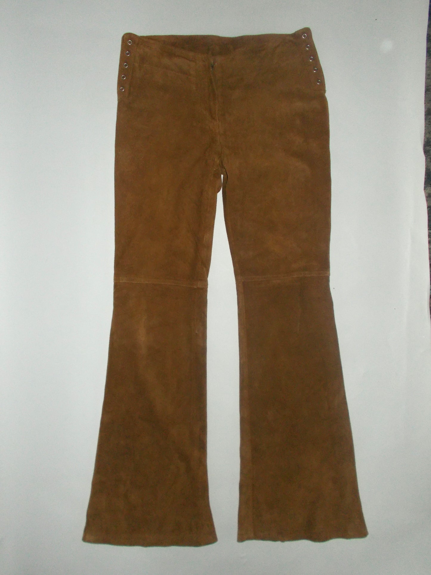 Genuine suede flare trousers