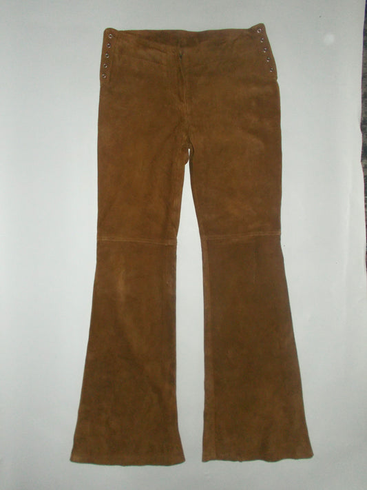 Genuine suede flare trousers