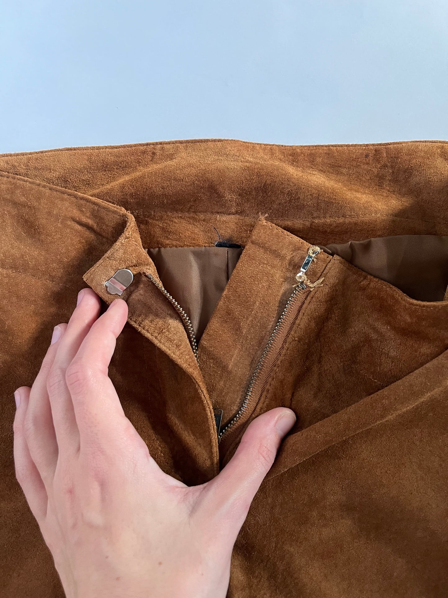 Genuine suede flare trousers