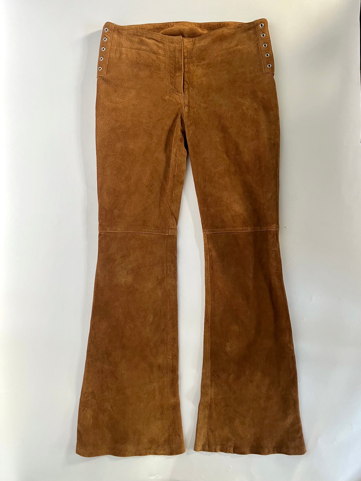 Genuine suede flare trousers