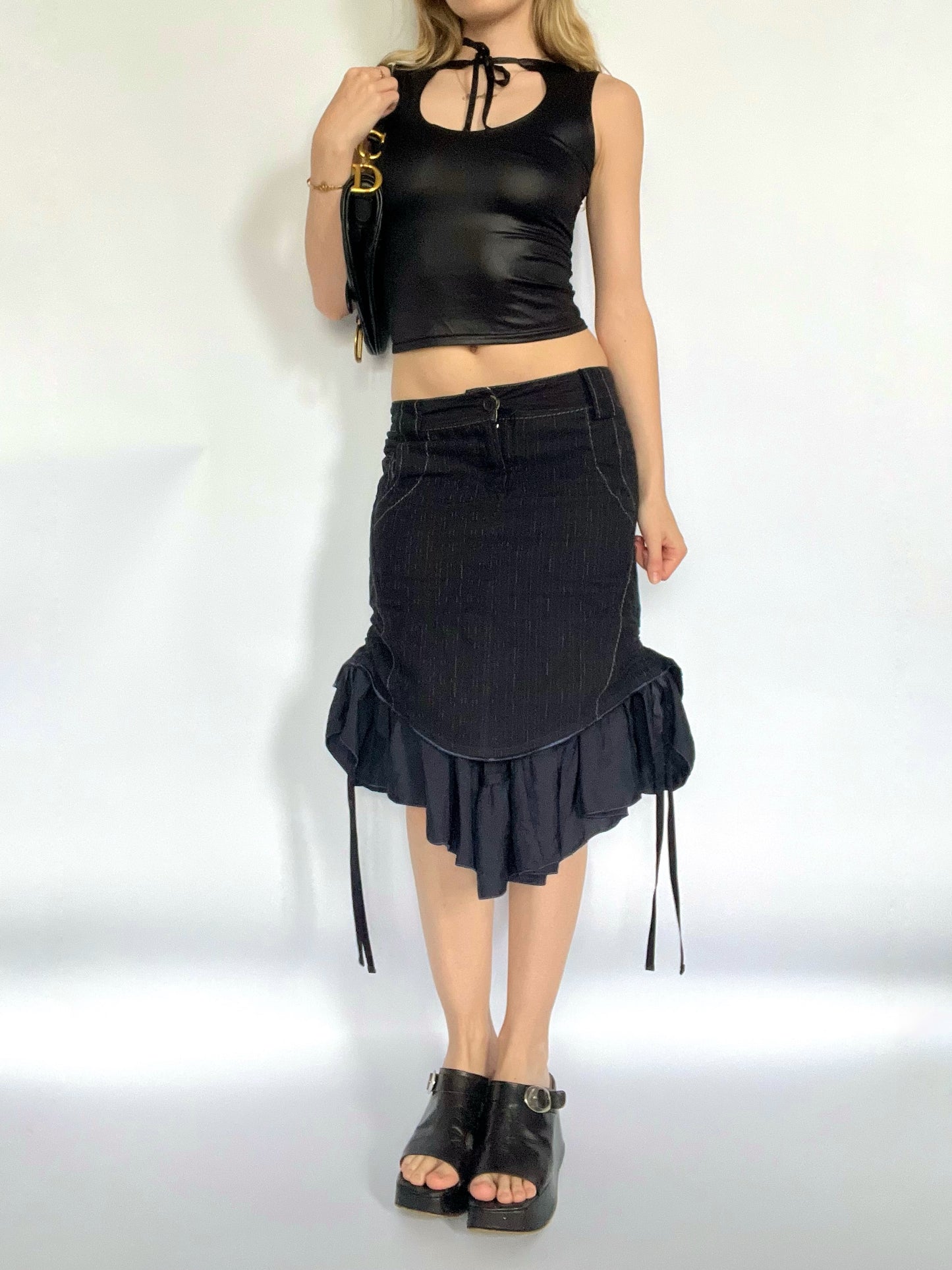 Marithé + François Girbaud rouched knee length skirt