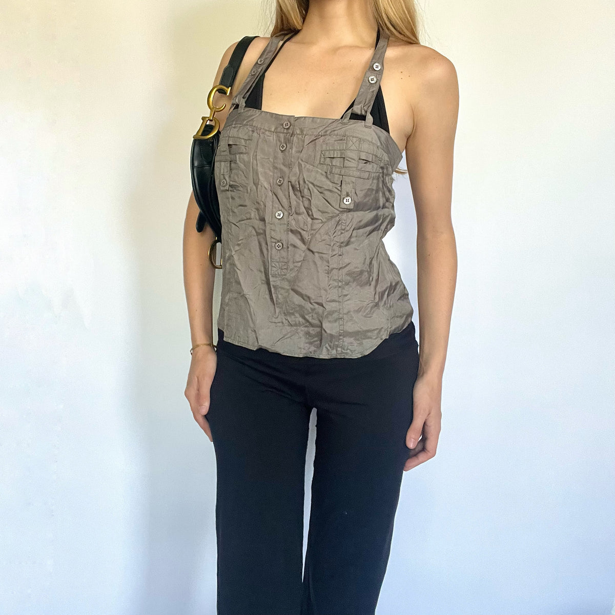 Subversive silk button cami top