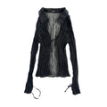 Pleated black mesh tie shirt