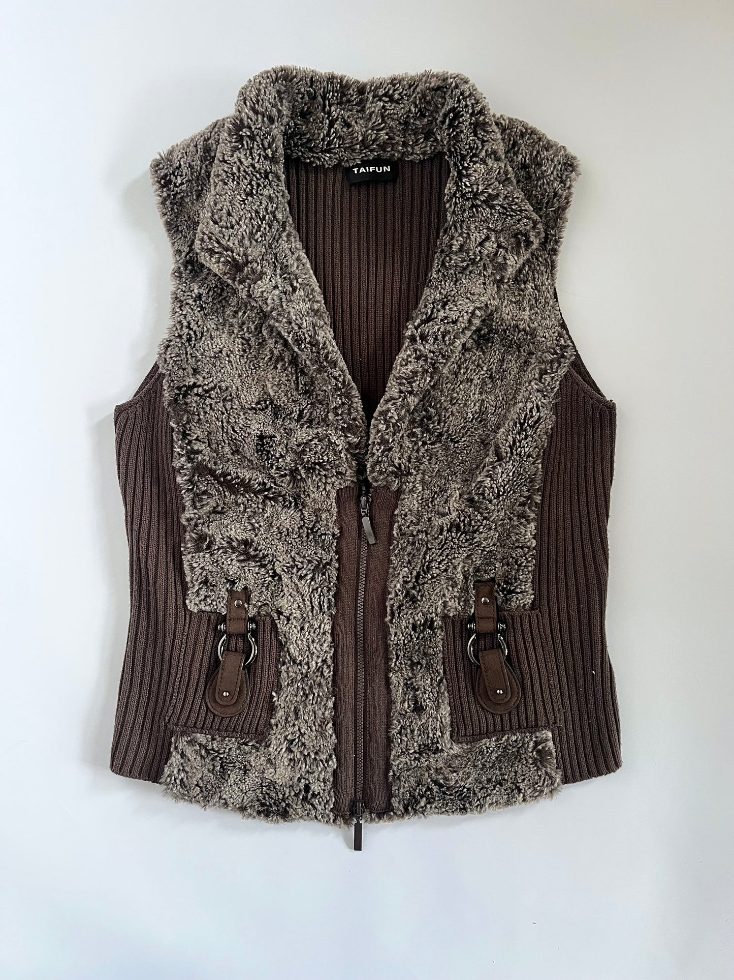 Faux fur zip up gilet