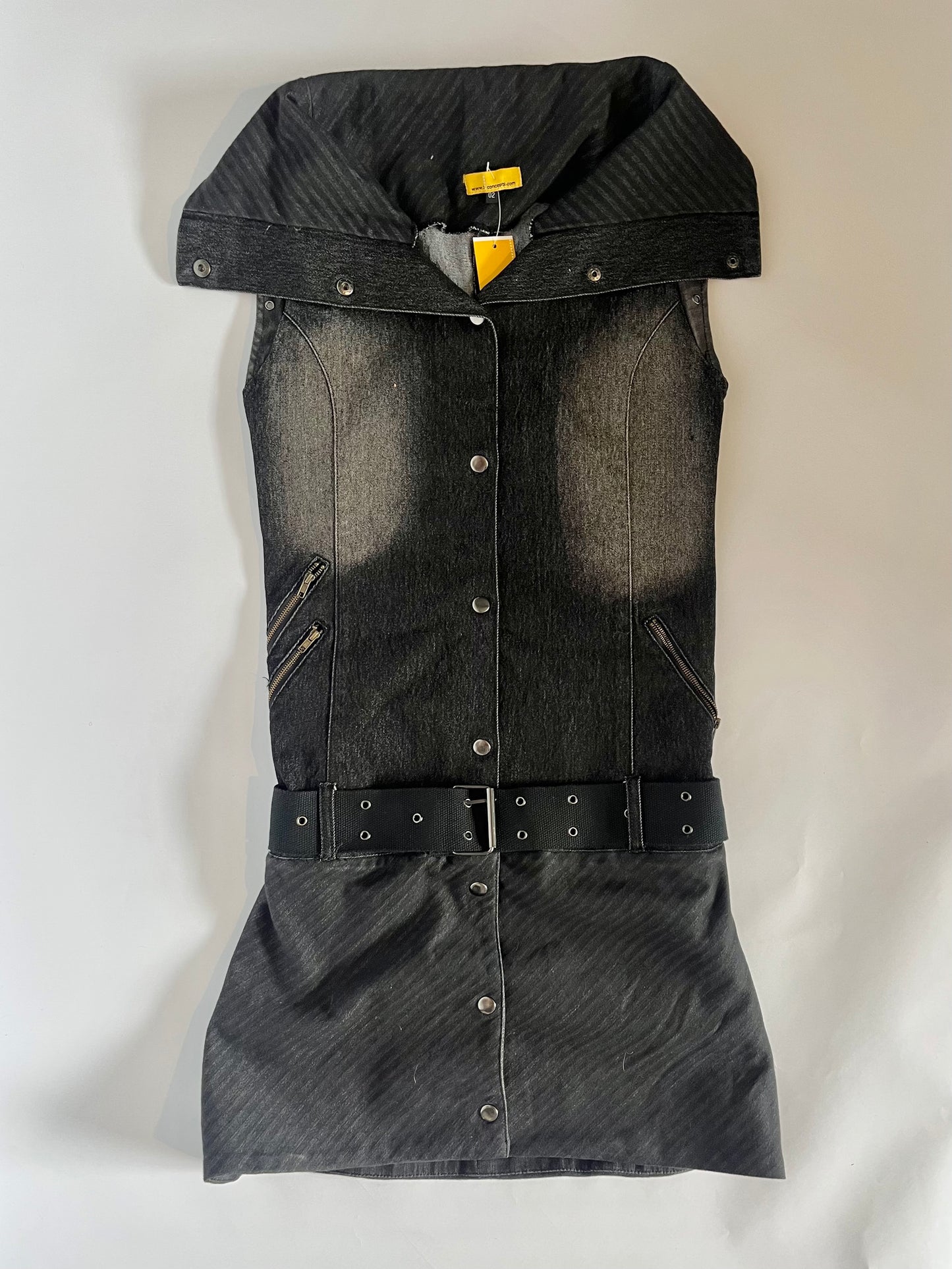 Faded charcoal denim mini dress