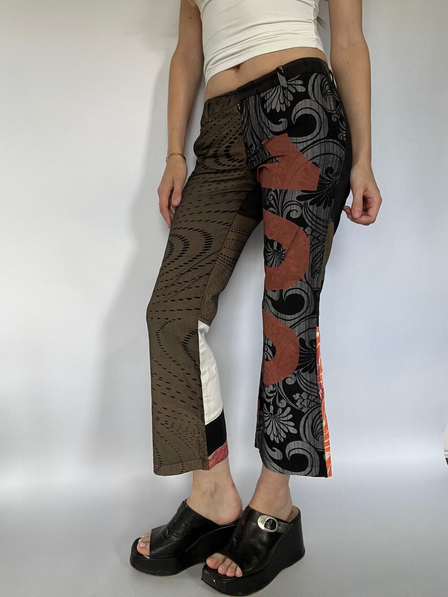 Custo Barcelona patchwork flare trousers