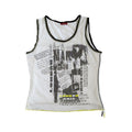 Subversive graphic mesh overlay tank top