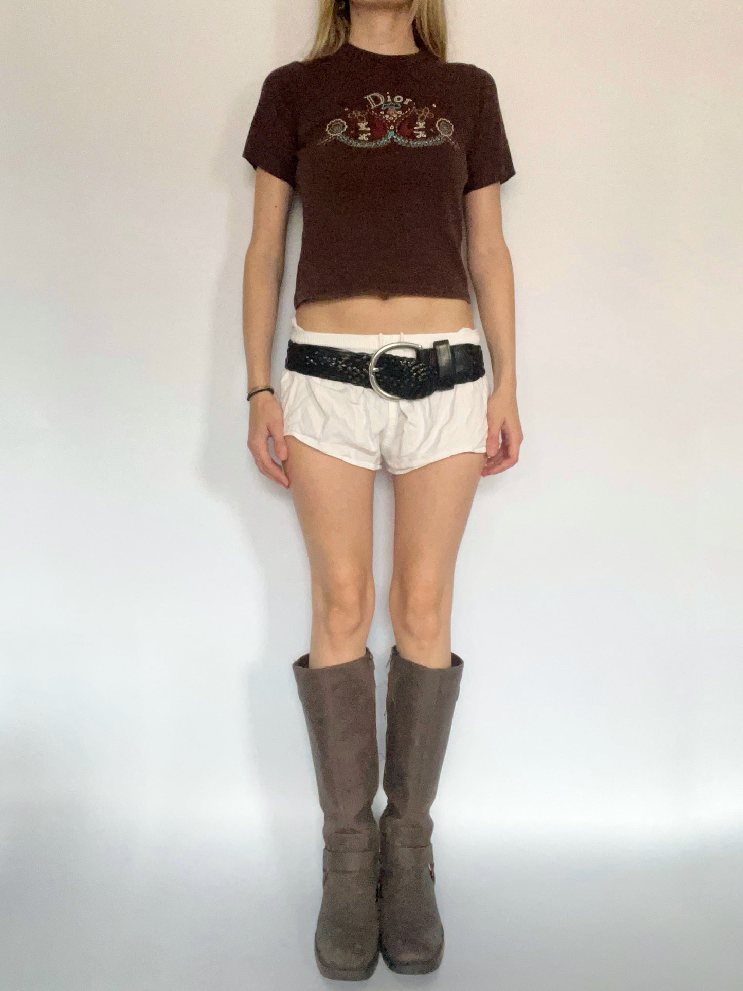 Brown dior boho baby tee