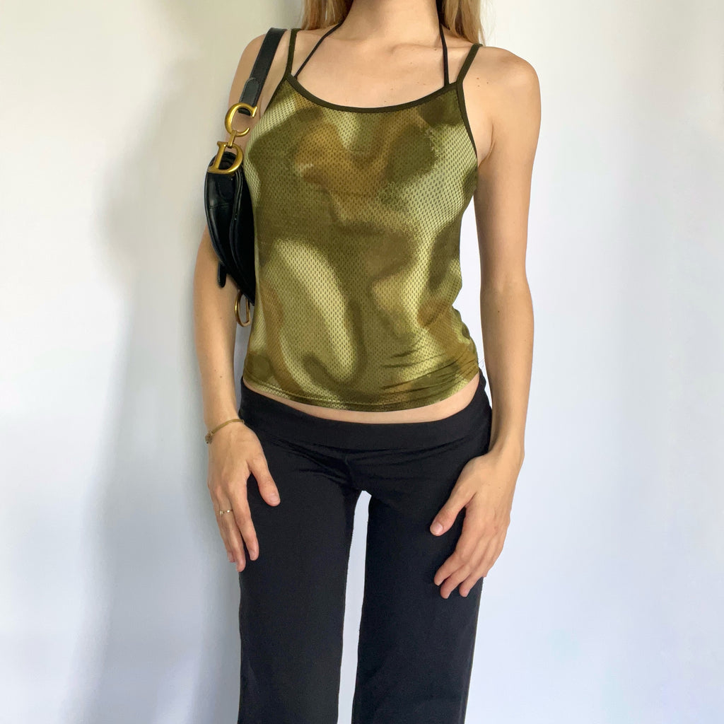 Semi sheer camo cami top