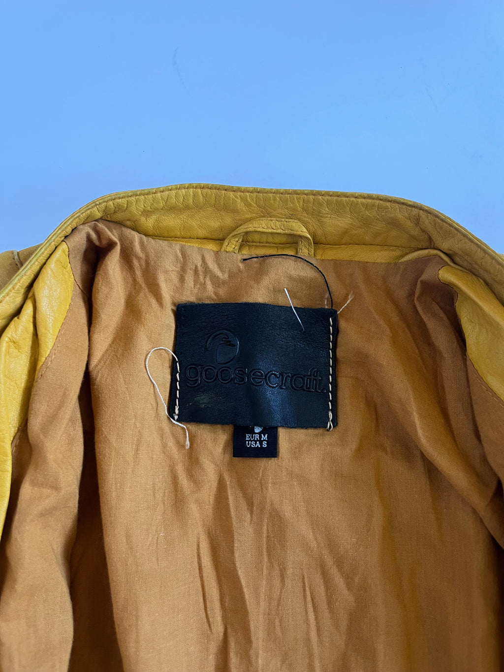 Yellow leather zip up moto jacket