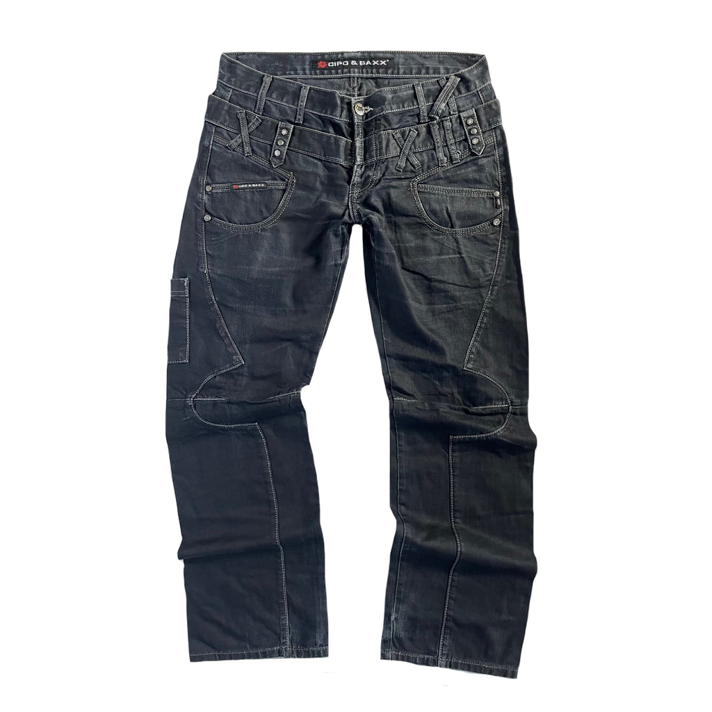 Black Japanese subversive straight leg jeans