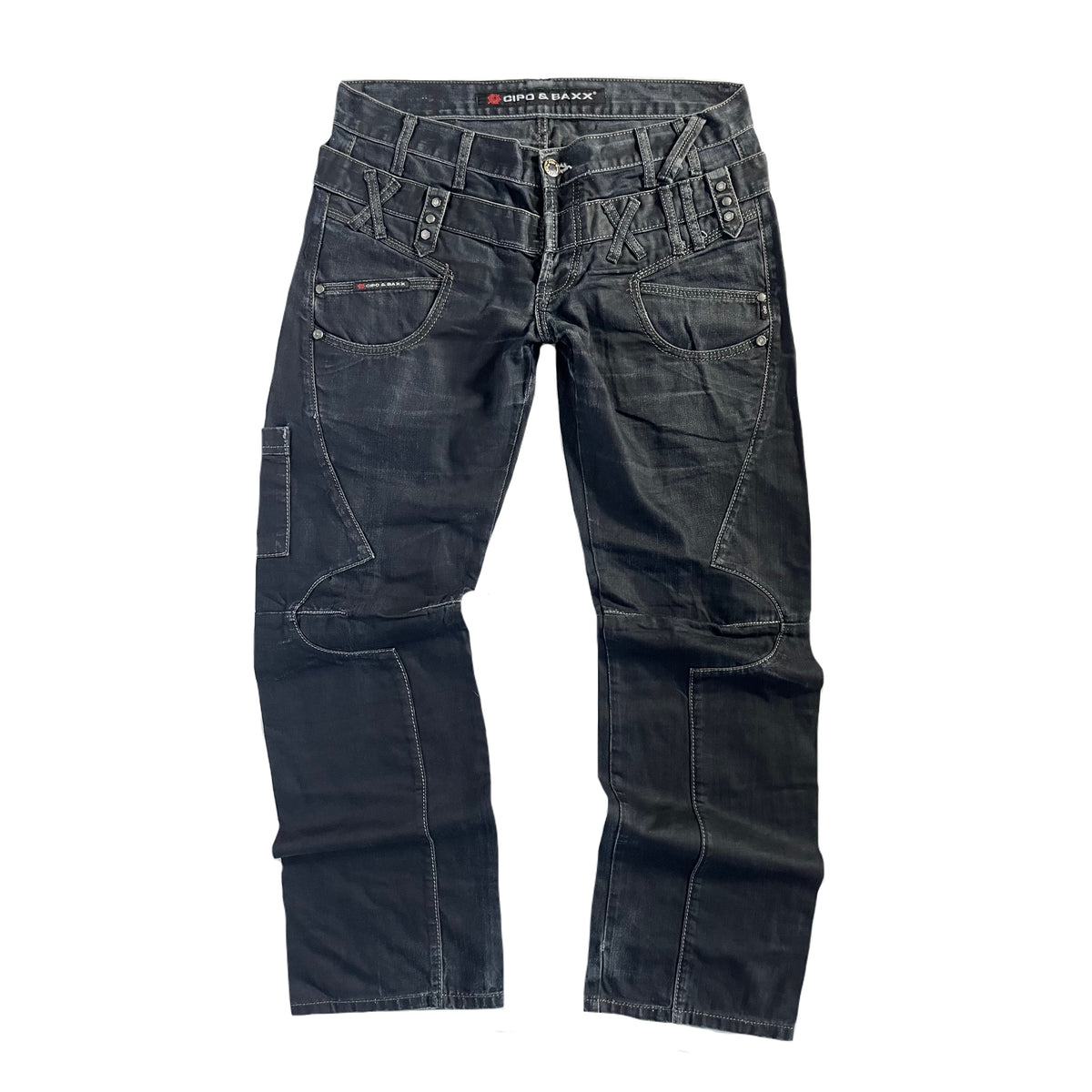 Black Japanese subversive straight leg jeans