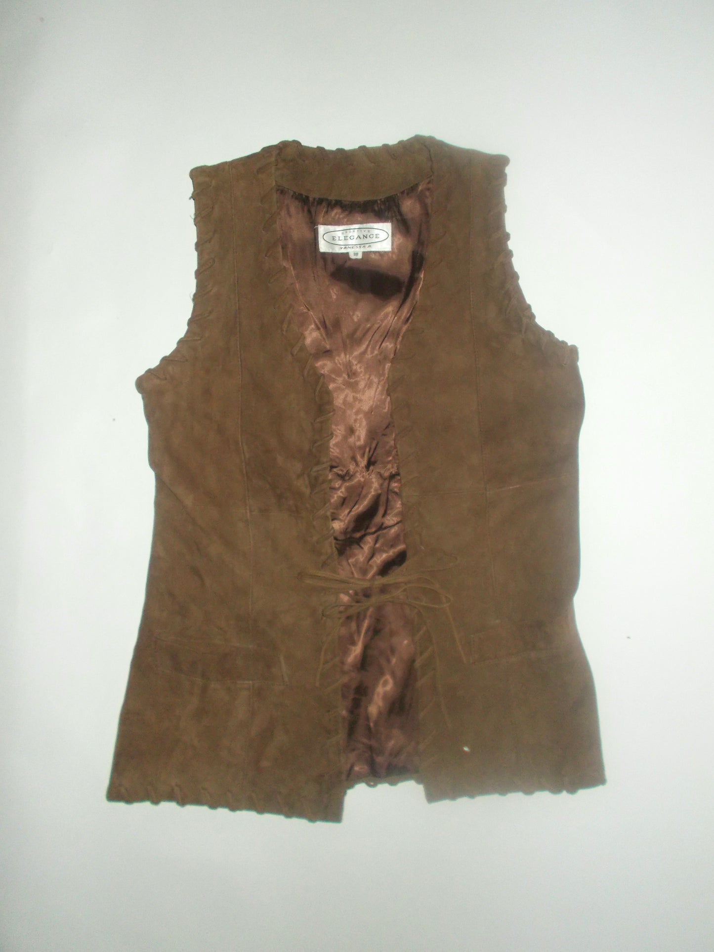 Brown suede tie vest